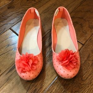 Gymboree Coral Polka Dot Flower Ballet Flats